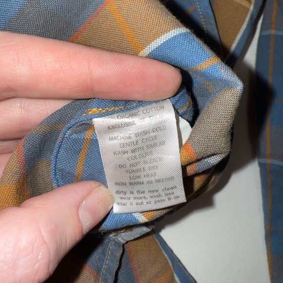 Horny Toad Men's Plaid Mojo Button-Down Long-Sleeve Size XL Orange Blue Tan - Picture 8 of 10